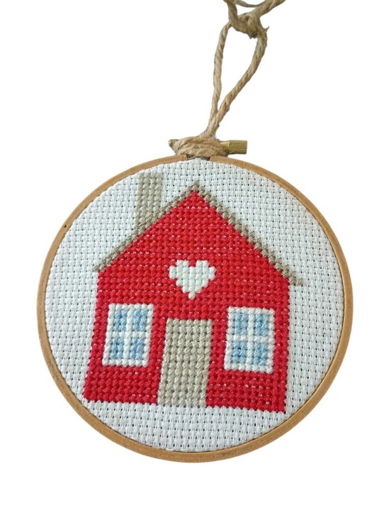 Other - Handmade "Country Living Tiny House" Embroidered Hoop